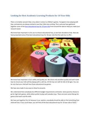 Looking for Best Academic Learning Products for 10 Year Olds