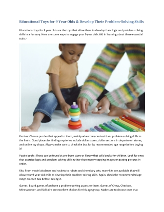 Educational Toys for 9 Year Olds & Develop Their Problem-Solving Skills