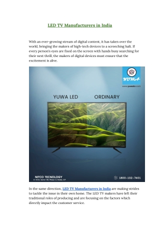 LED TV Manufacturers in India