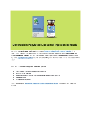 Doxorubicin Pegylated Liposomal injection in Russia