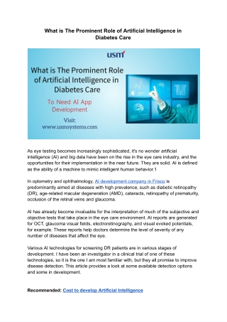 What is the prominent role of artificial intelligence in diabetes care