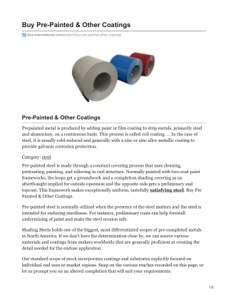 Pre-Painted & Other Coatings