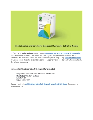 emtricitabine and tenofovir disoproxil fumarate tablet in Russia