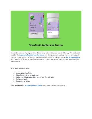 sorafenib tablets in Russia