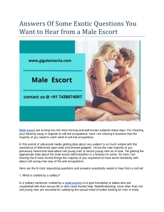 Answers Of Some Exotic Questions You Want to Hear from a Male Escort