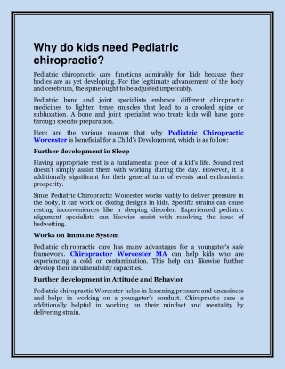 Why do kids need Pediatric chiropractic