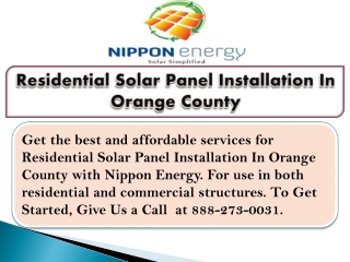 Residential Solar Panel Installation In Orange County