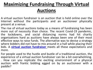 Article Charity Auctions Today virtual auction fundraiser