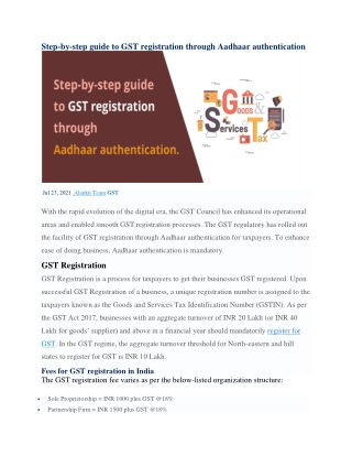 Step by Step GST registration