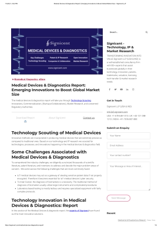 Medical Devices & Diagnostics Report_ Emerging Innovations to Boost Global Market Size - Signicent LLP
