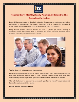 Teacher Diary: Monthly/Yearly Planning