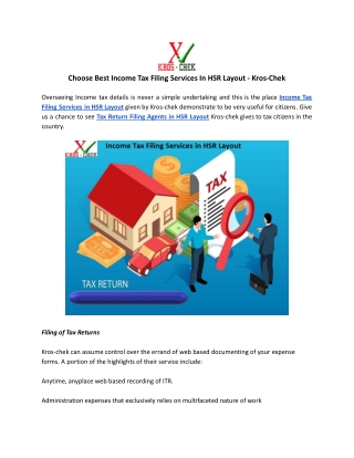 Choose Best Income Tax Filing Services In HSR Layout - Kros-Chek