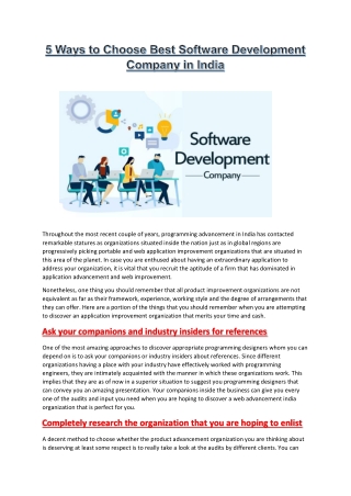 5 Ways to Choose Best Software Development Company in India