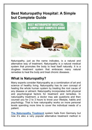 Best Naturopathy Hospital