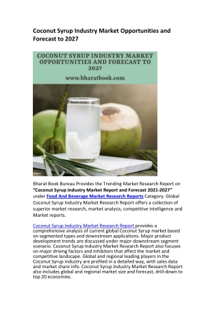 Coconut Syrup Industry Market Opportunities