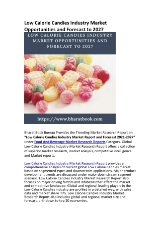 Low Calorie Candies Industry Market Opportunities and Forecast to 2027