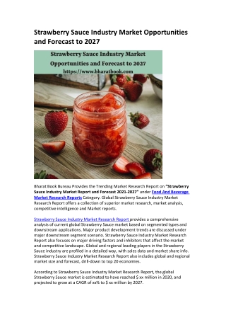 Strawberry Sauce Industry Market Opportunities and Forecast to 2027