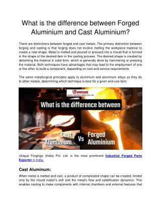 Unique Forgings - What is the difference between Forged Aluminium and Cast Aluminium