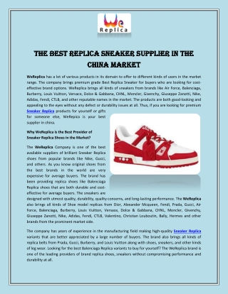 The Best Replica Sneaker Supplier in the China Market