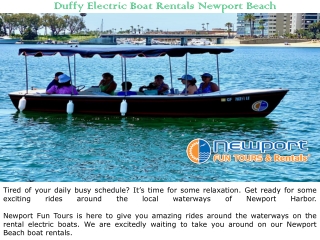 Duffy Electric Boat Rentals Newport Beach