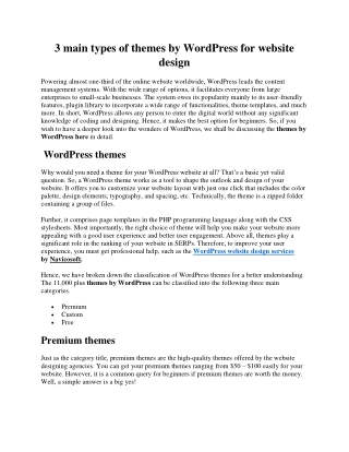 3 main types of themes by WordPress for website design