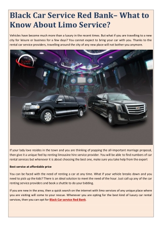 Black Car Service Red Bank– What to Know About Limo Service?