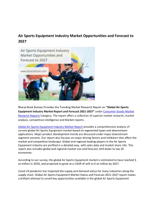 Air Sports Equipment Industry Market