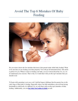 Avoid The Top 6 Mistakes Of Baby Feeding