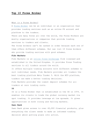 Top 10 Forex Broker | FIDO MARKETS