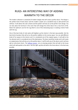 RUGS- AN INTERESTING WAY OF ADDING WARMTH TO THE DÉCOR