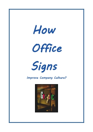 How Office Signs Improve Company Culture