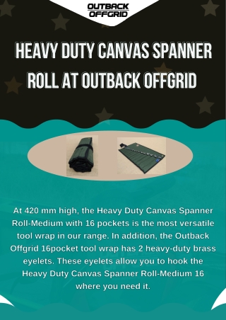 Order For Heavy Duty Canvas Spanner Roll At Outback Offgrid!