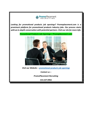 Promotional Products Job Openings  Promoplacement.com