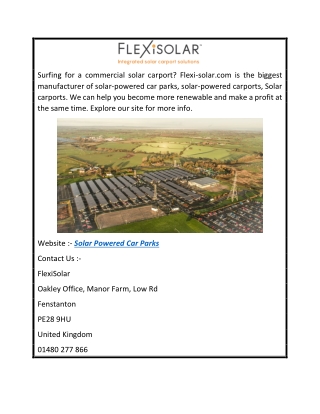 Solar Powered Car Parks  Flexi-solar.com