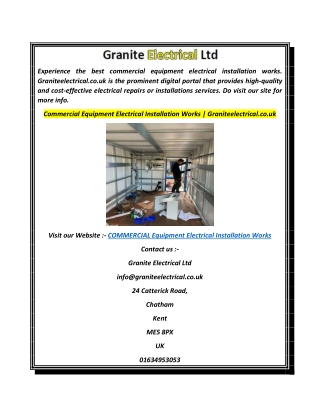 Commercial Equipment Electrical Installation Works  Graniteelectrical.co.uk