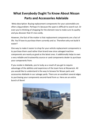 Nissan parts and accessories Adelaide