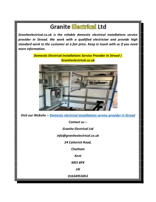 Domestic Electrical Installations Service Provider In Strood  Graniteelectrical.co.uk
