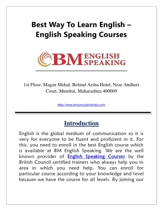 Best Way To Learn English – English Speaking Courses