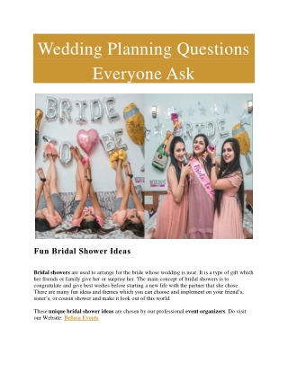 Wedding Planning Questions Everyone Ask