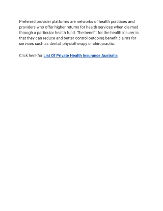 List Of Private Health Insurance Australia