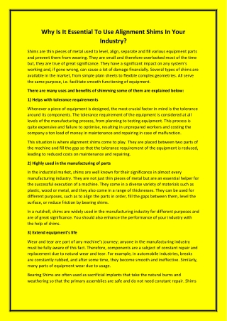 Why Is It Essential To Use Alignment Shims In Your Industry