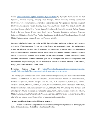 Offline Automated Optical Inspection System Market