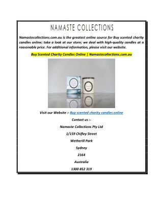 Buy Scented Charity Candles Online  Namastecollections.com.au