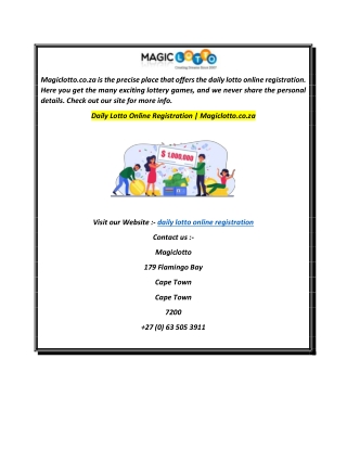 Daily Lotto Online Registration  Magiclotto.co.za