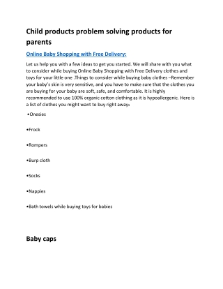 Online Baby Shopping with Free Delivery