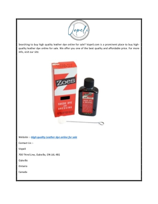 High Quality Leather Dye Online for Sale  Vopeli.com