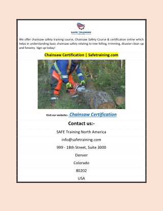 Chainsaw Certification | Safetraining.com