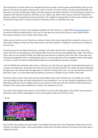 An Introduction to Casinometropol