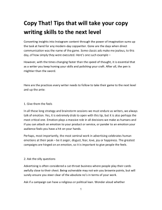 Copy That! Tips that will take your copy writing skills to the next level