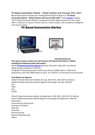 PC-Based Automation Market - Global Outlook and Forecast 2021-2027